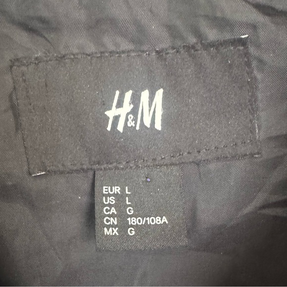 H&M Houndstooth Bomber Jacket Black + White - Wool Blend - Full Zip -Men’s Large - Picture 12 of 16